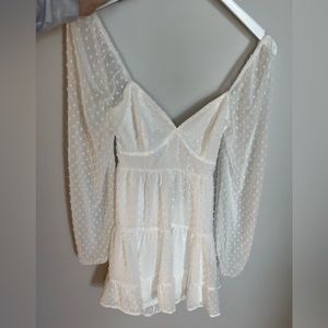 Lulus Swiss Dot Puffed Long Sleeve Mini Dress